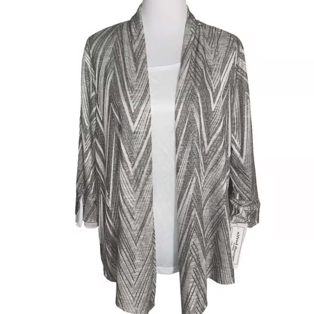 Alfred Dunner Gray Chevron Cardigan